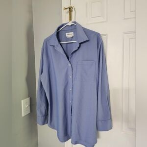 Ministry of Supply Women's Light Blue Casual Button Down Shirt Dress